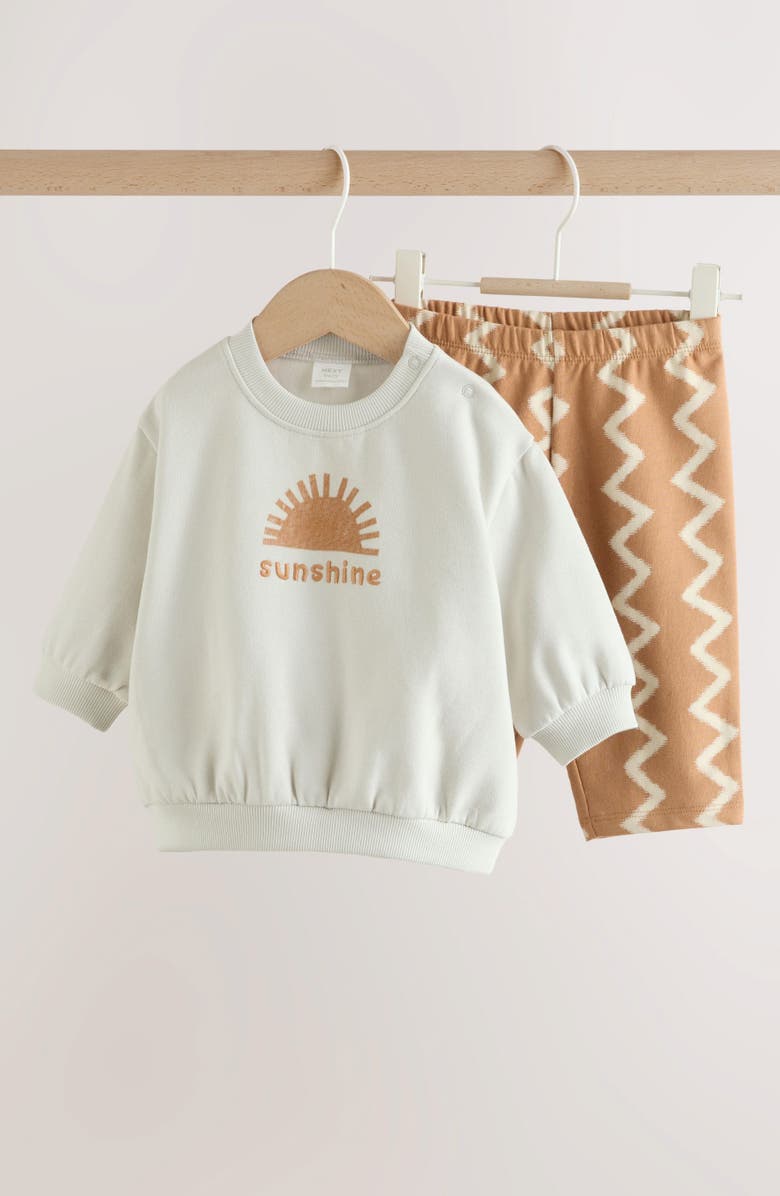 NEXT Sunshine Sweatshirt & Print Pants Set, Alternate, color, Orange Multi