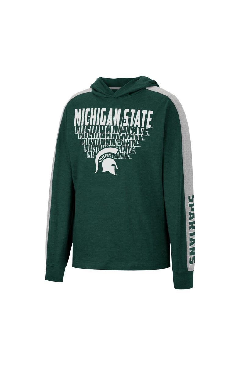 COLOSSEUM Youth Colosseum Heathered Green Michigan State Spartans Wind Changes Raglan Hoodie T-Shirt, Alternate, color,
