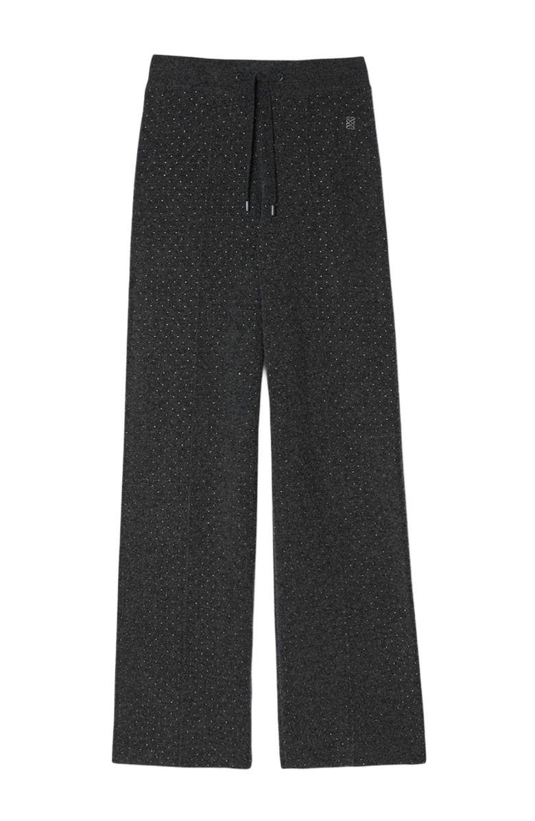 SANDRO Knit rhinestone-covered trousers, Alternate, color, Charcoal Grey
