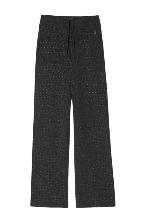 Sandro Knit Rhinestone-covered Trousers In Blue