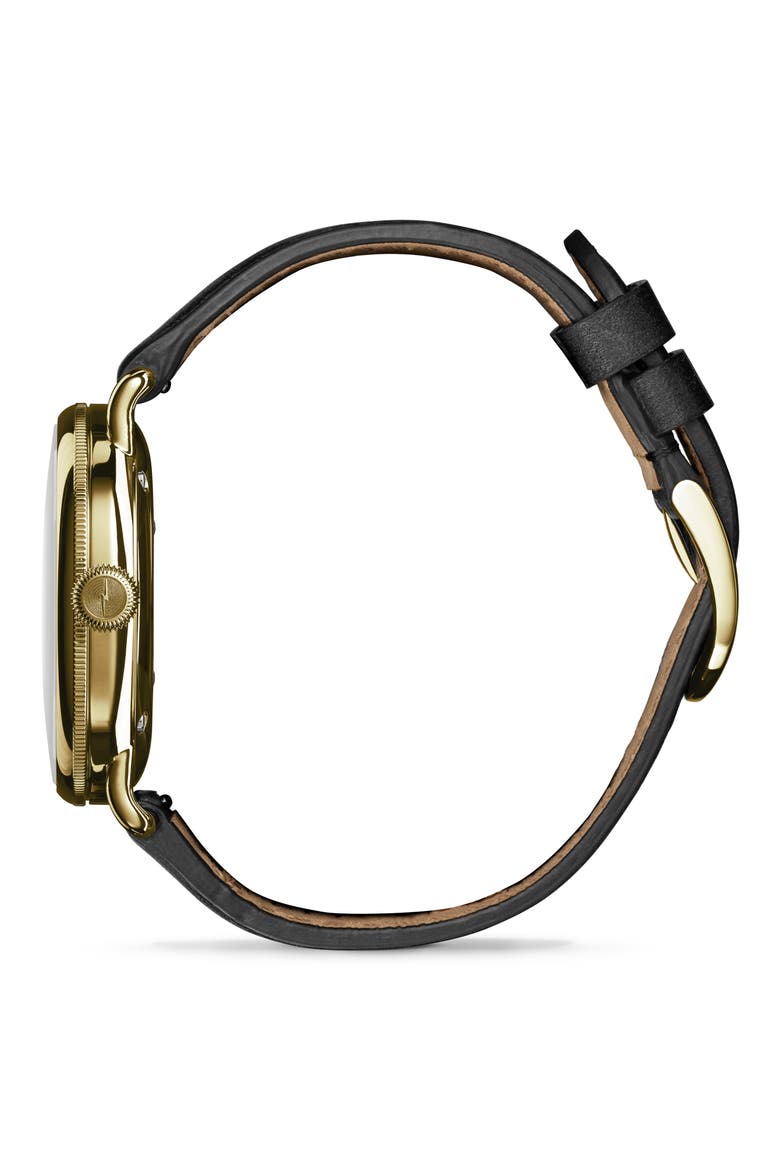 Canfield Leather Strap Watch, 38mm, Alternate, color, BLACK
