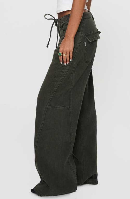 Princess Polly Bruiser Tie Waist Mid Rise Wide Leg Jeans