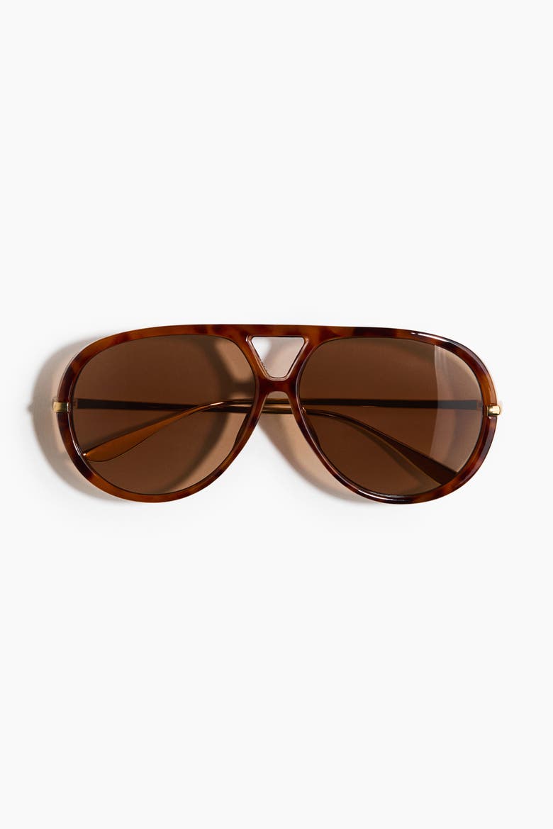 Aviator-style Sunglasses, Main, color, Brown/tortoiseshell pattern