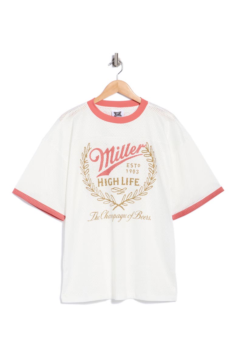 Miller High Life Jersey T-Shirt, Main, color, WHITE