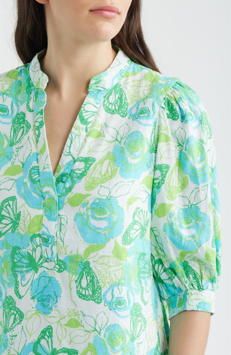 Lilly Pulitzer<sup>®</sup> Mialeigh Floral Print Linen Shift Dress, Alternate, color, Resort White Monarch Rose