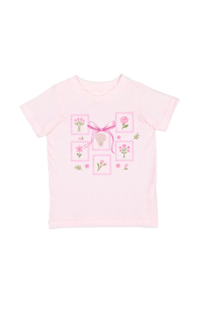Sweet Wink Bouquet Bow Short Sleeve T-Shirt, Main, color, Ballet Pink