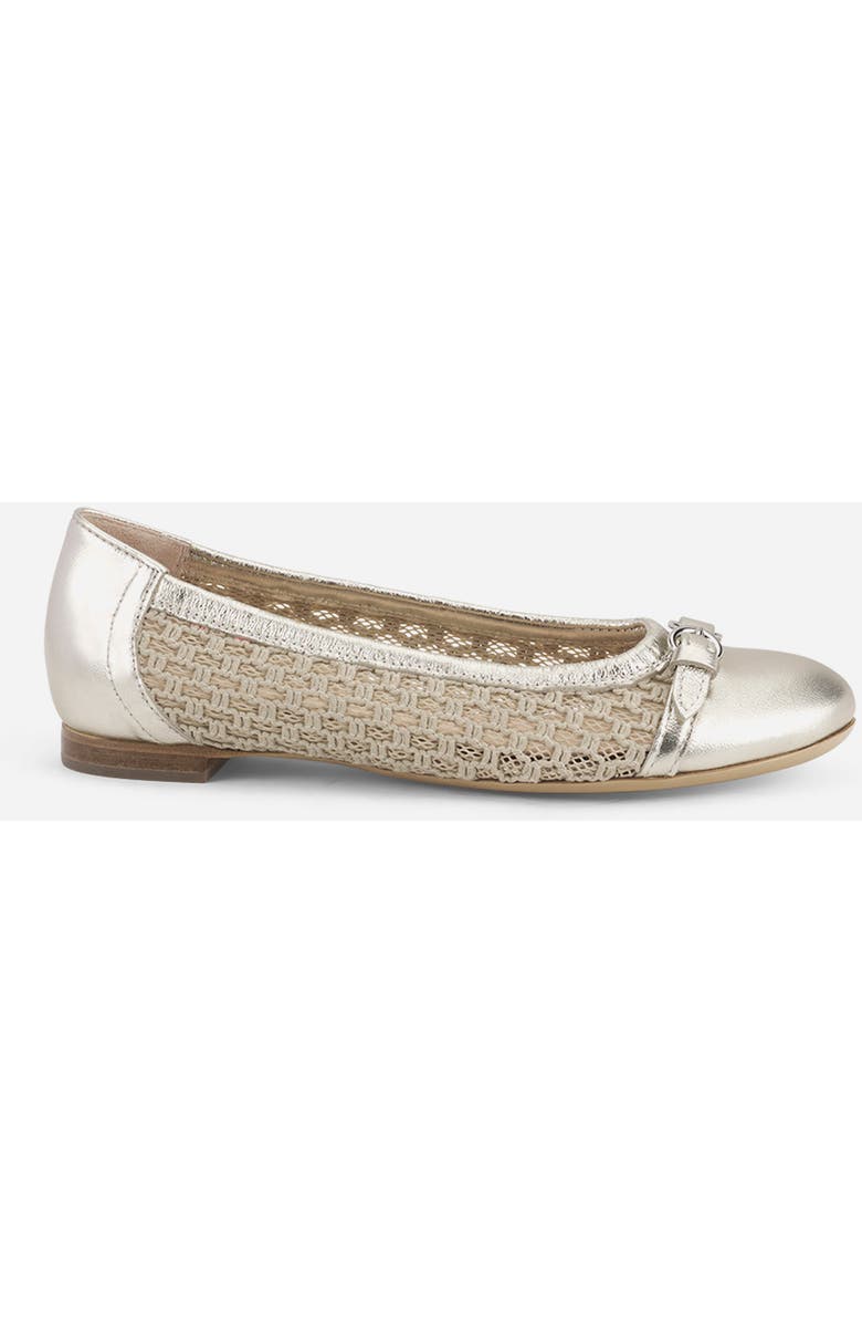 AGL Monia Ballet Flat, Main, color, Platinum Fabric