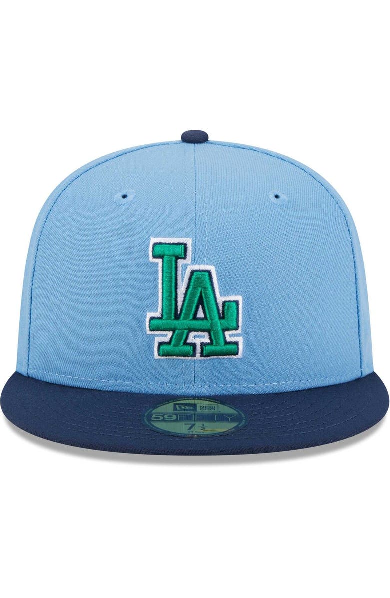 New Era Men's New Era Light Blue/Navy Los Angeles Dodgers Green Undervisor 59FIFTY Fitted Hat, Alternate, color, Light Blue
