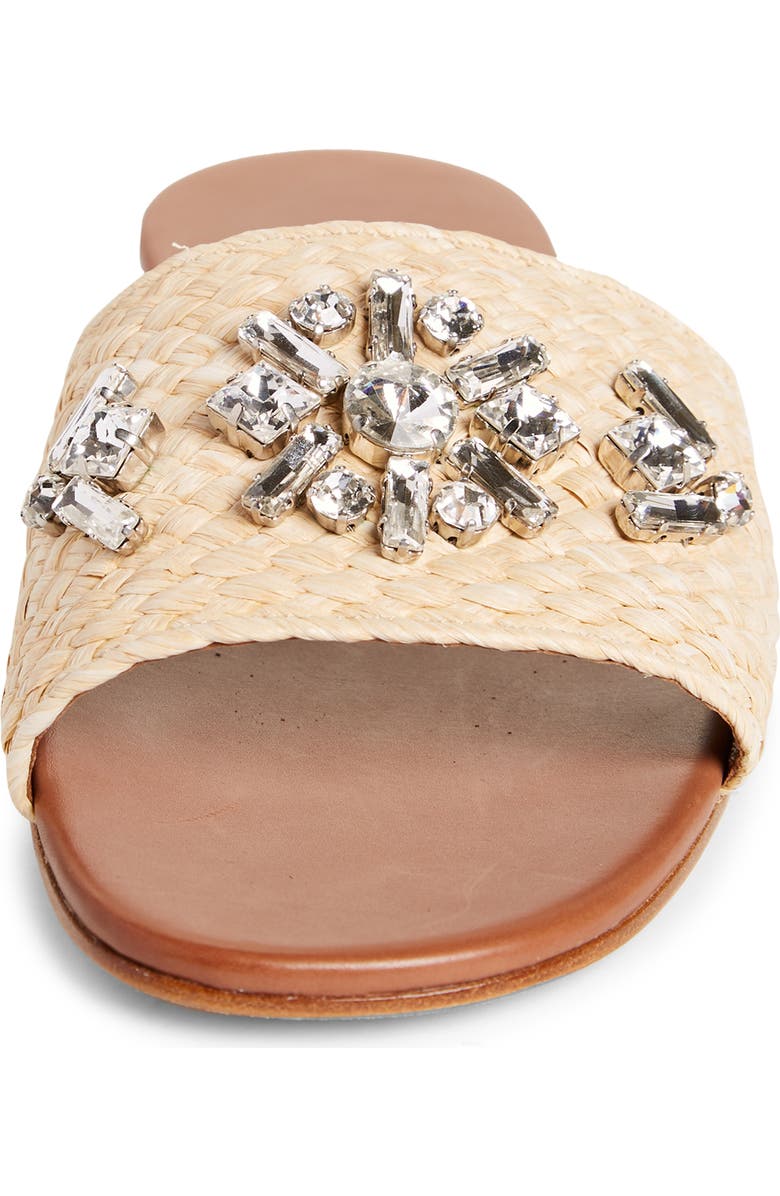 Prada Embellished Raffia Slide Sandal, Alternate, color,
