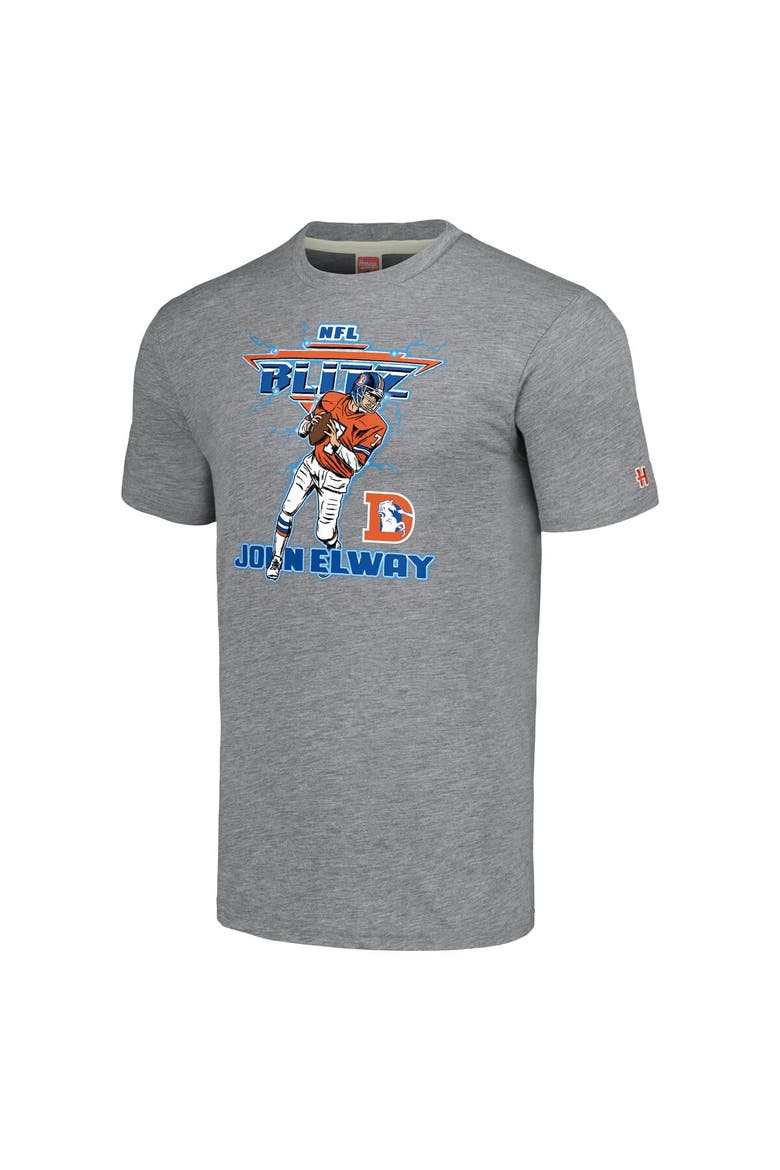 Men's Homage John Elway Gray Denver Broncos NFL Blitz Retired Player Tri-Blend T-Shirt, Alternate, color, Gray