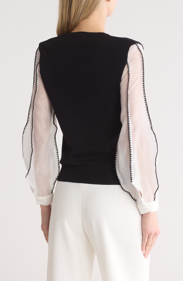 GRACIA Stitched Mesh Sleeve Top, Alternate, color, 