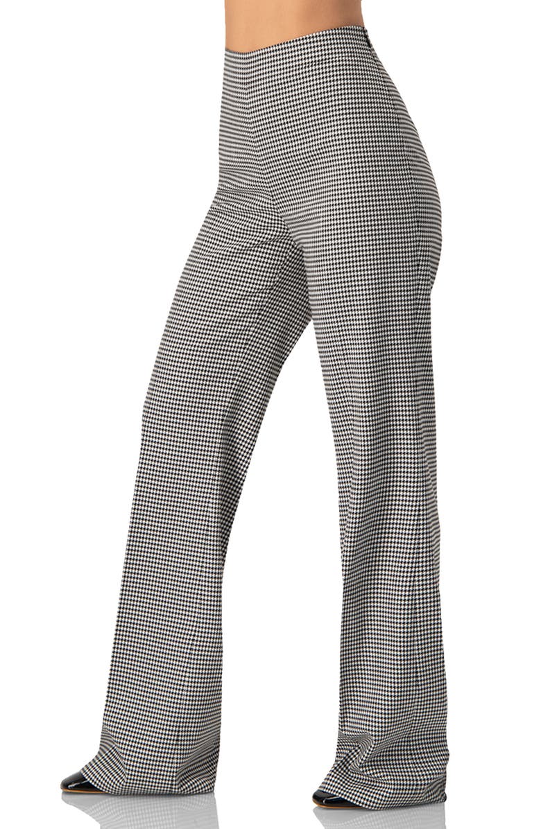 IVONNE Semi-flared Houndstooth Tailored Trousers, Alternate, color, Black