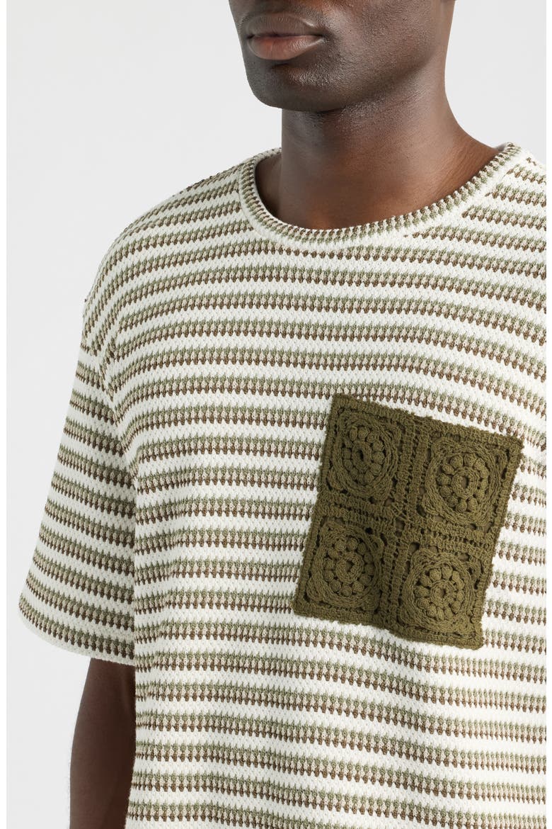Mathias Stripe Jacquard Pocket T-Shirt, Alternate, color, KHAKI- 03