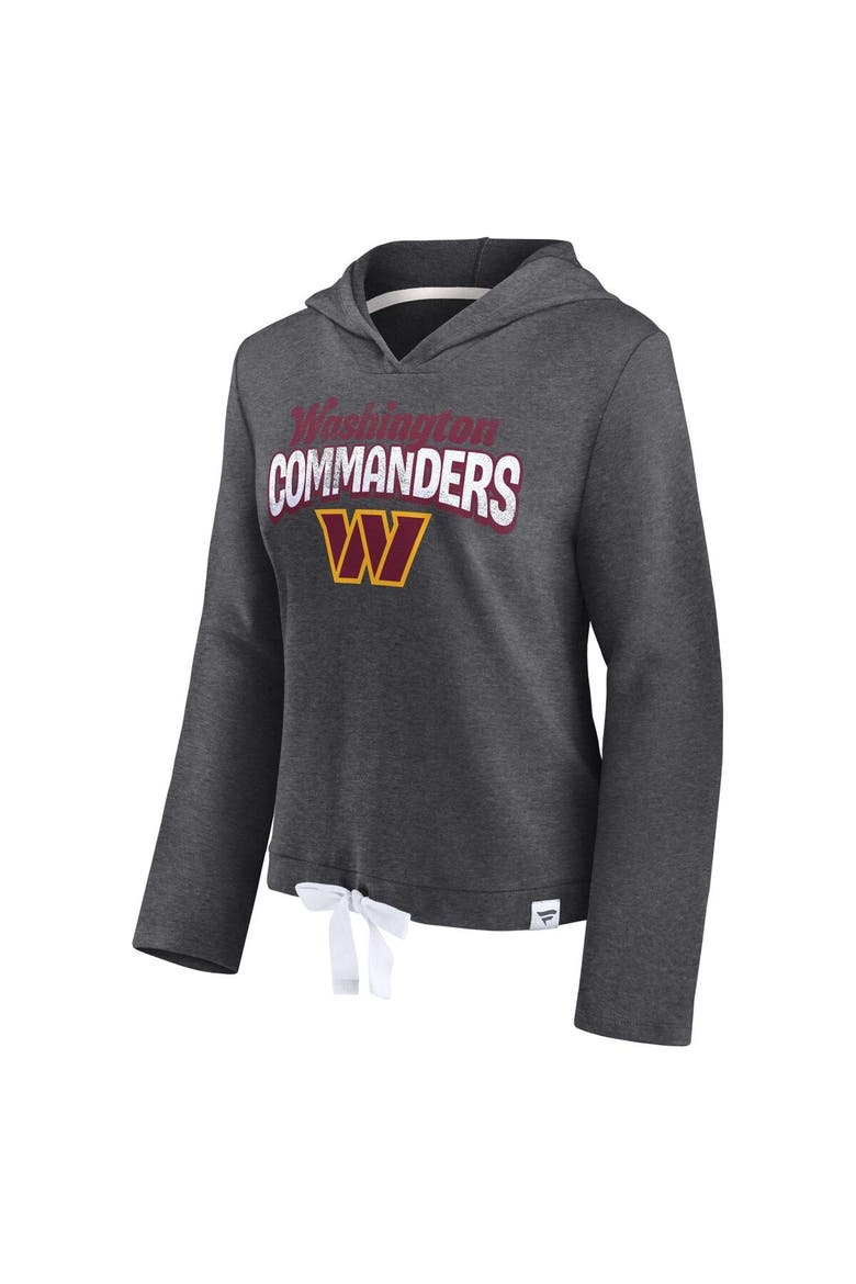 Women's Fanatics Branded Heather Charcoal Washington Commanders First Team Cropped Lightweight Hooded Top, Alternate, color, Heather Charcoal
