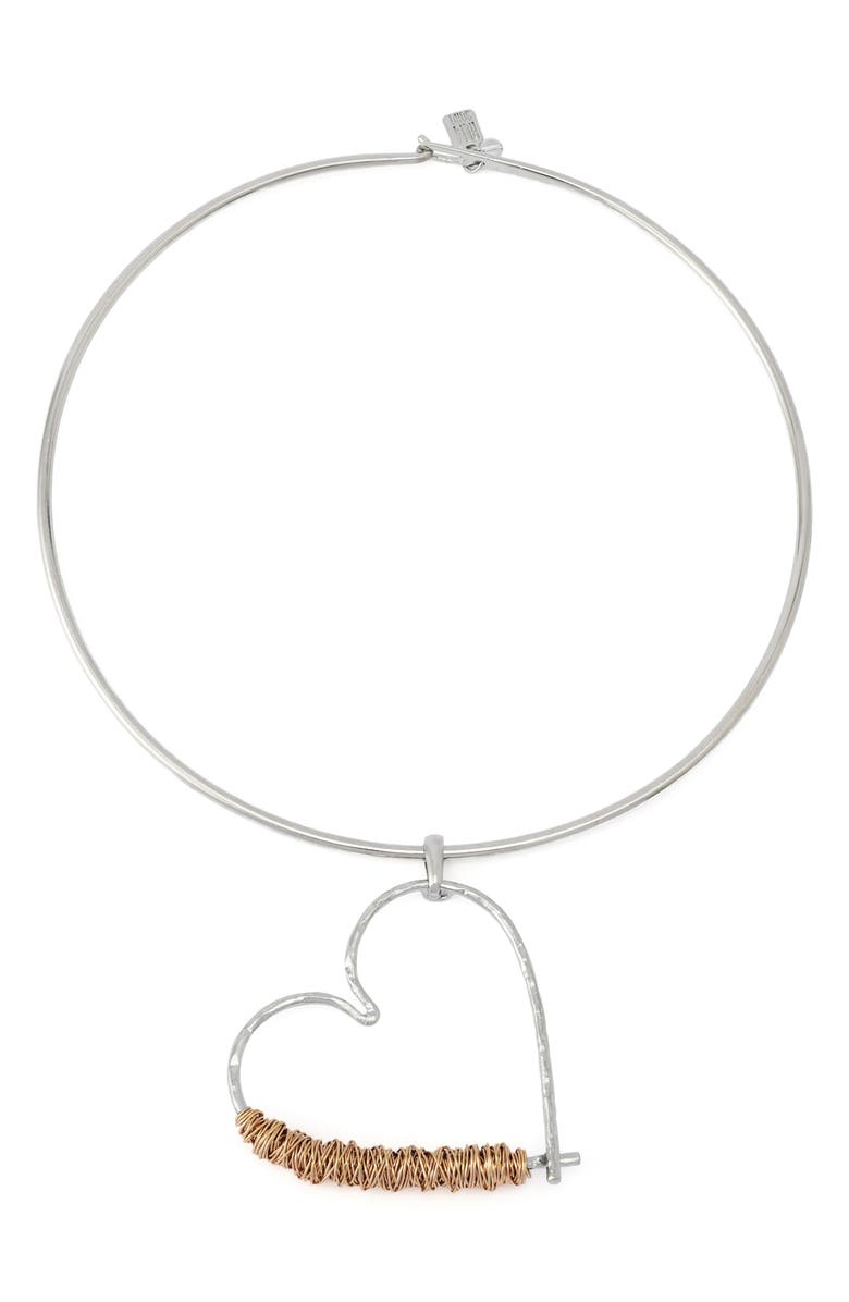Robert Lee Morris Wire Wrap Heart Pendant Collar Necklace, Main, color, Two Tone
