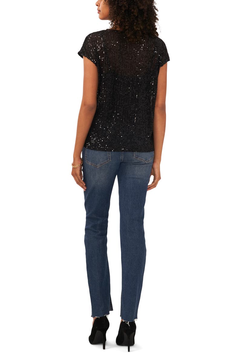 Vince Camuto Sequin Cap Sleeve Top, Alternate, color,
