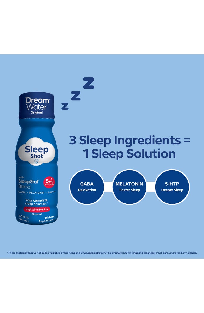 Dream Water Sleep Aid Supplement Drink; Melatonin 5Mg, Gaba, 5Htp; Zero Sugar, Alternate, color, Multicolored