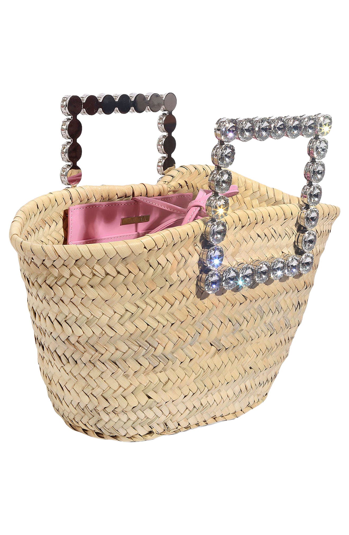 L’alingi Woven Raffia Crystal Top Handle Bag, Alternate, color, 