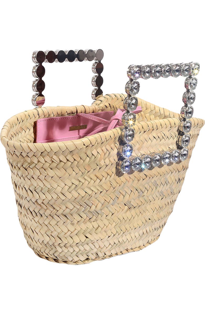 L’alingi Woven Raffia Crystal Top Handle Bag, Alternate, color,