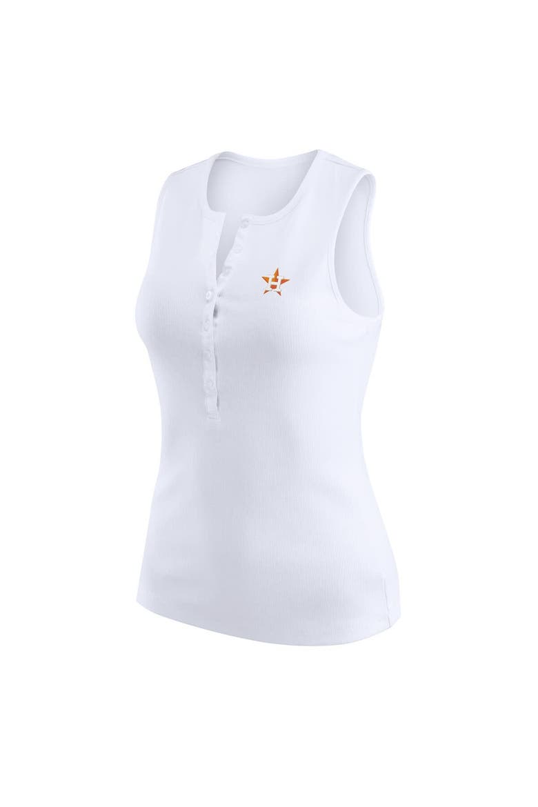 Women's WEAR by Erin Andrews White Houston Astros Rib-Knit Henley Tank Top, Alternate, color, White