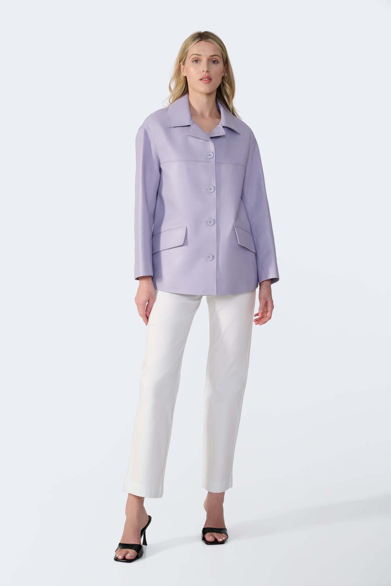Colette Leather Jacket, Alternate, color, Lilac