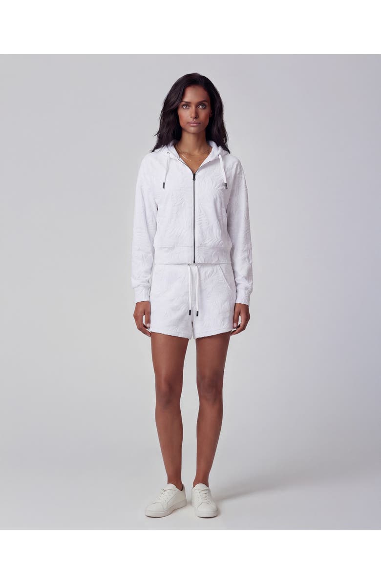 Lords of Harlech Womens Cropped Terry Toweling Zip Hoodie, Main, color, White