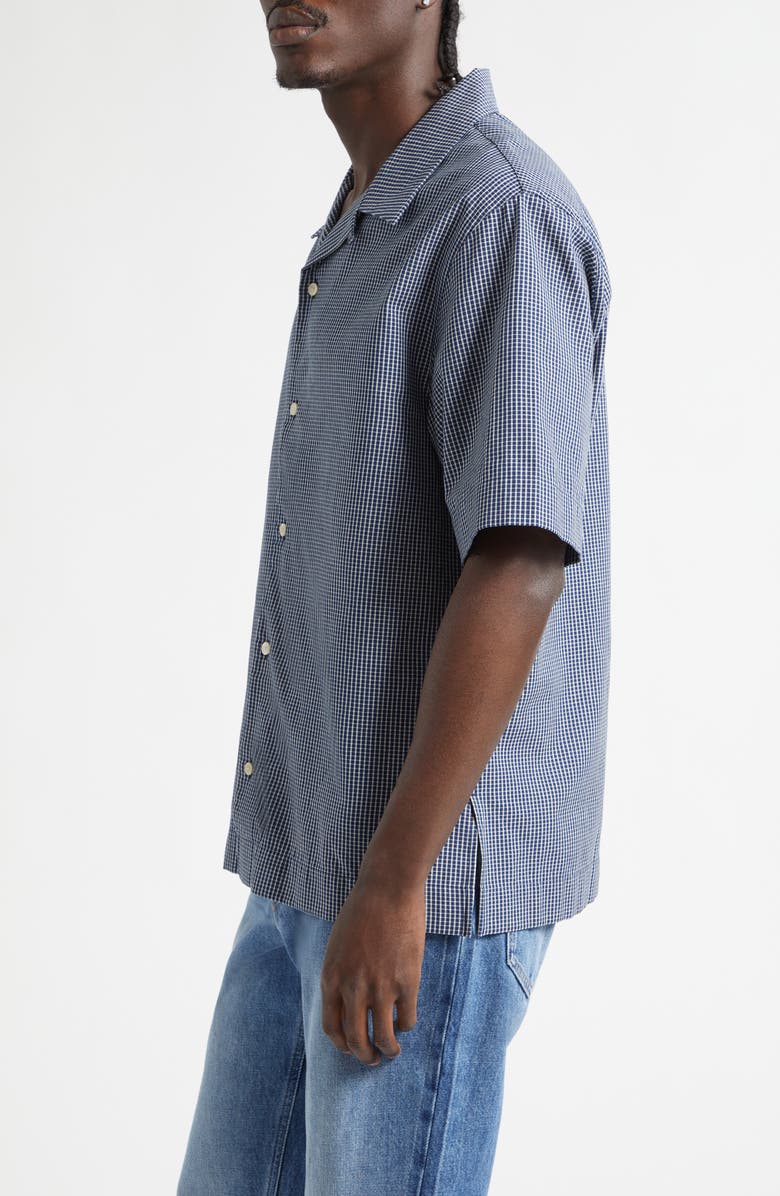 Givenchy Check Logo Appliqué Cotton Bowling Shirt, Alternate, color, White/ Blue