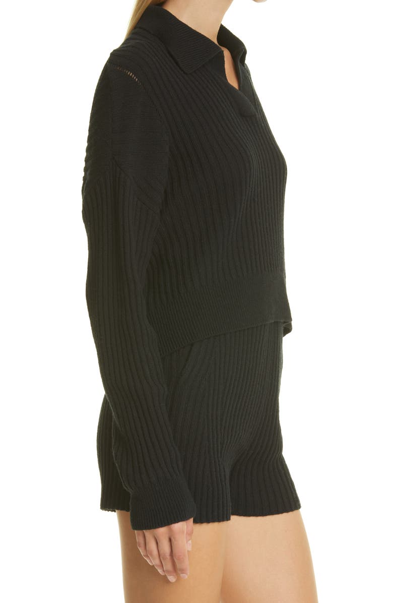 rag & bone Maxine Ribbed Merino Wool & Cotton Blend Polo Sweater, Alternate, color, 