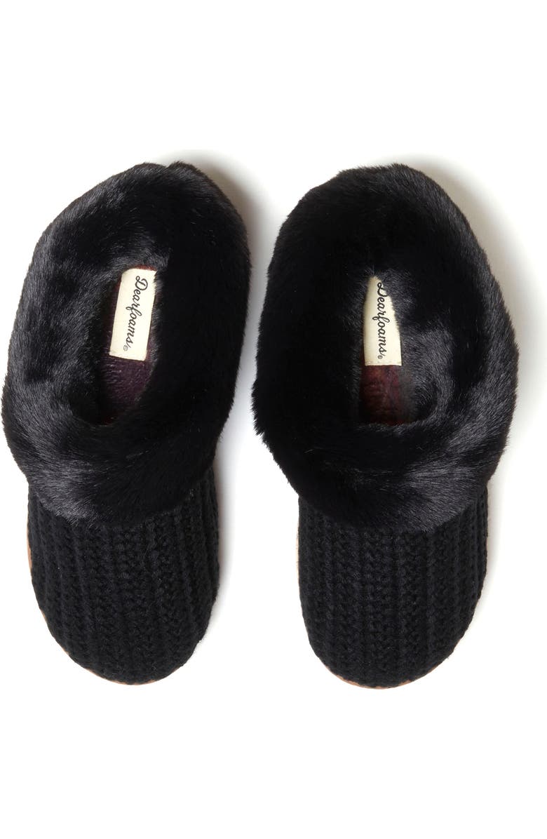 DEARFOAMS Hannah Festive Knit Clog Slipper, Alternate, color, Black Solid