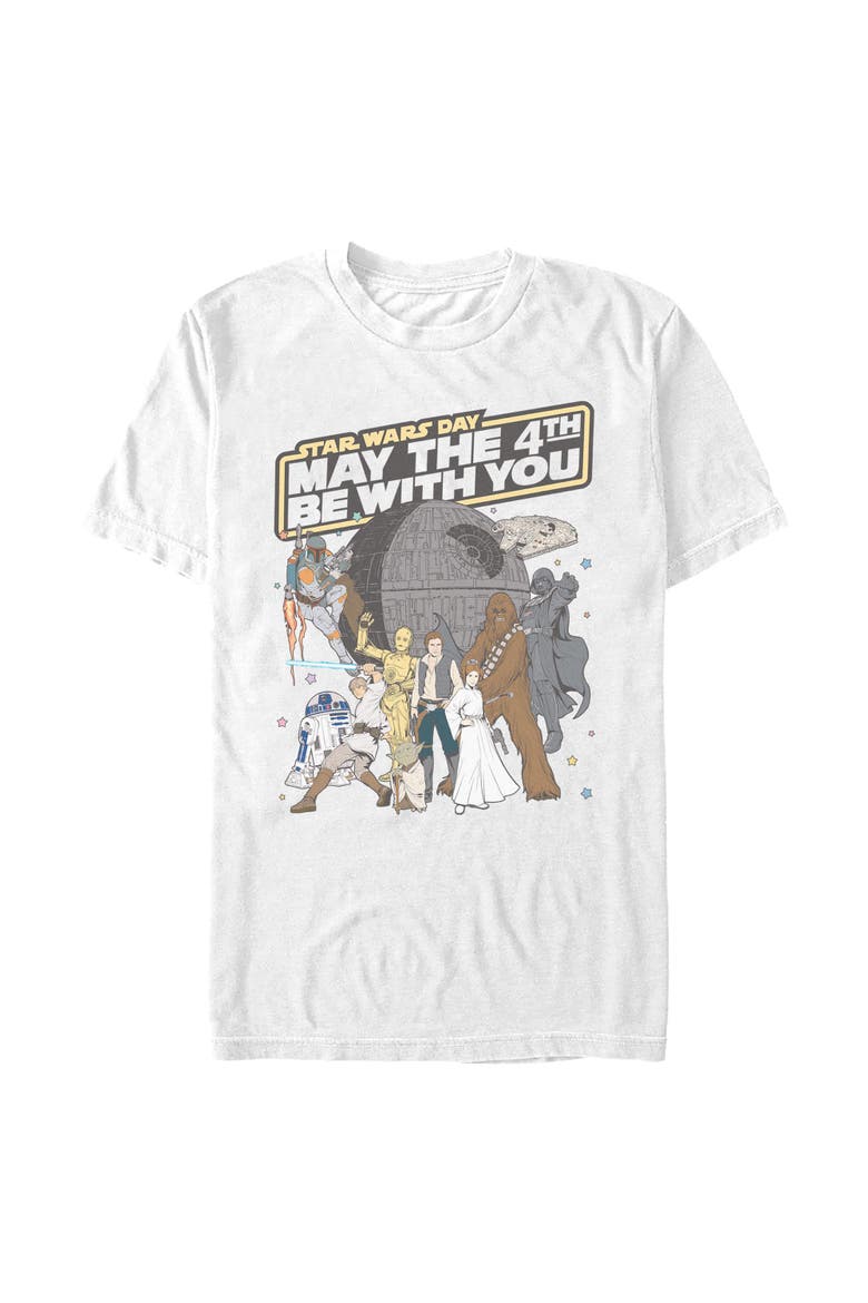 Men's Star Wars Main Cast Fourth Day  Graphic T-Shirt, Main, color, White