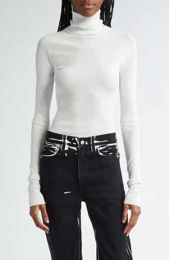 Fox Longline Logo Rib Turtleneck Top