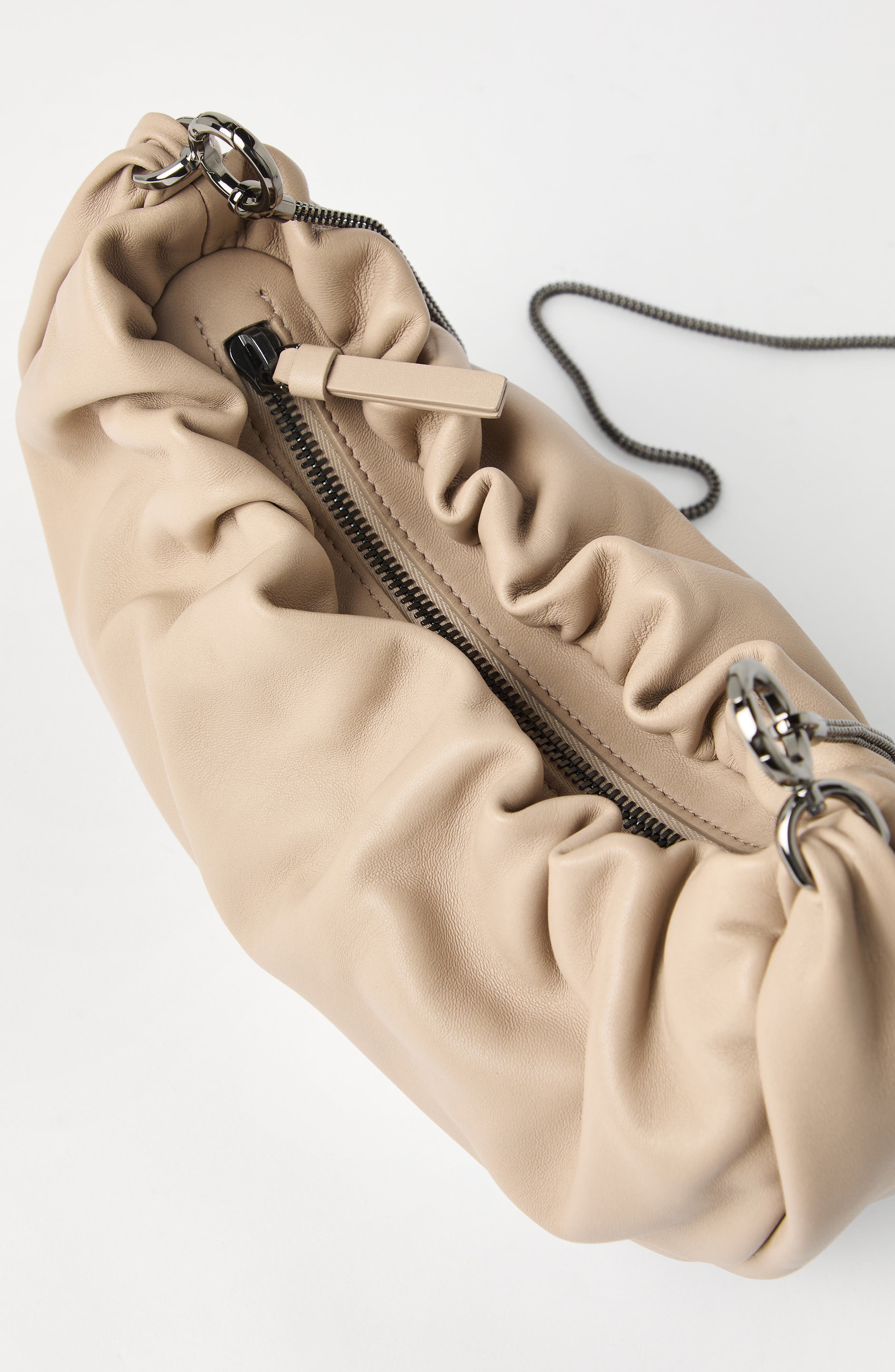 Brunello Cucinelli Soft leather Brioche Hobo bag, Alternate, color, 