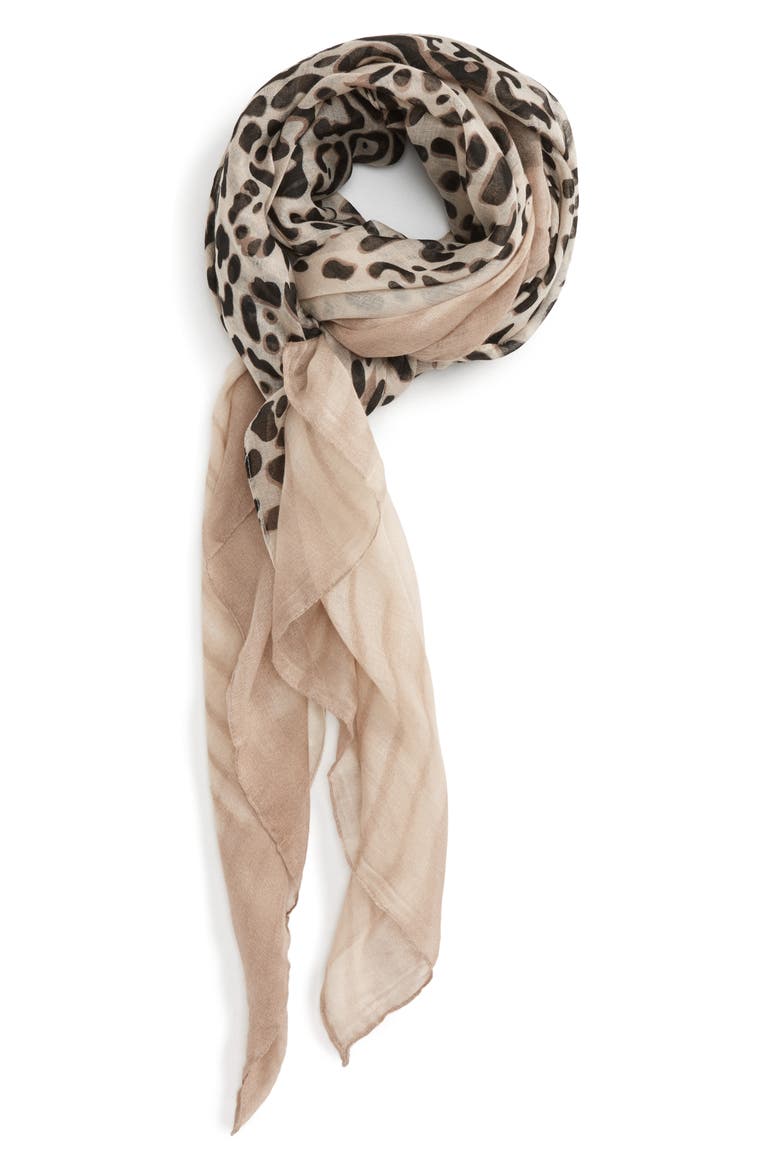 Accessory Collective Leopard Print Scarf, Main, color, BROWN