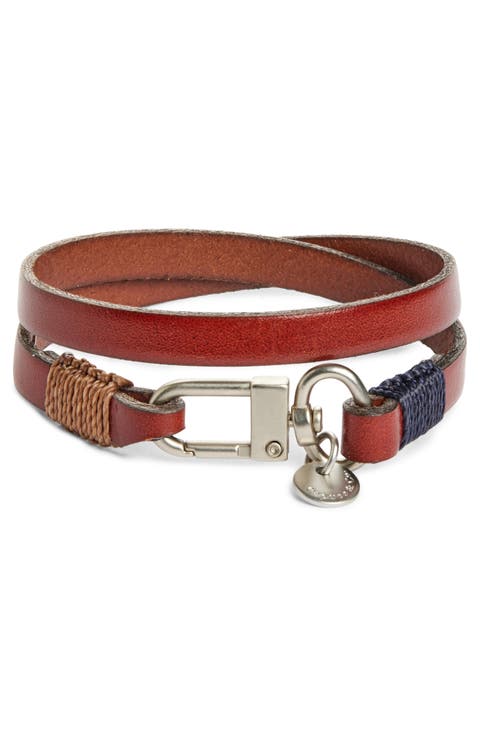 Men's Wide Leather Double Wrap Bracelet