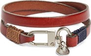 Caputo & Co. Men's Wide Leather Double Wrap Bracelet