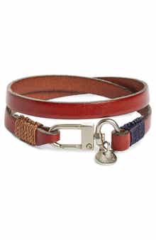 Caputo & Co. Men's Wide Leather Double Wrap Bracelet