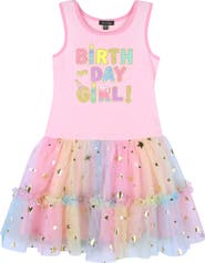 Zunie Kids' Birthday Girl Ombré Mesh Dress