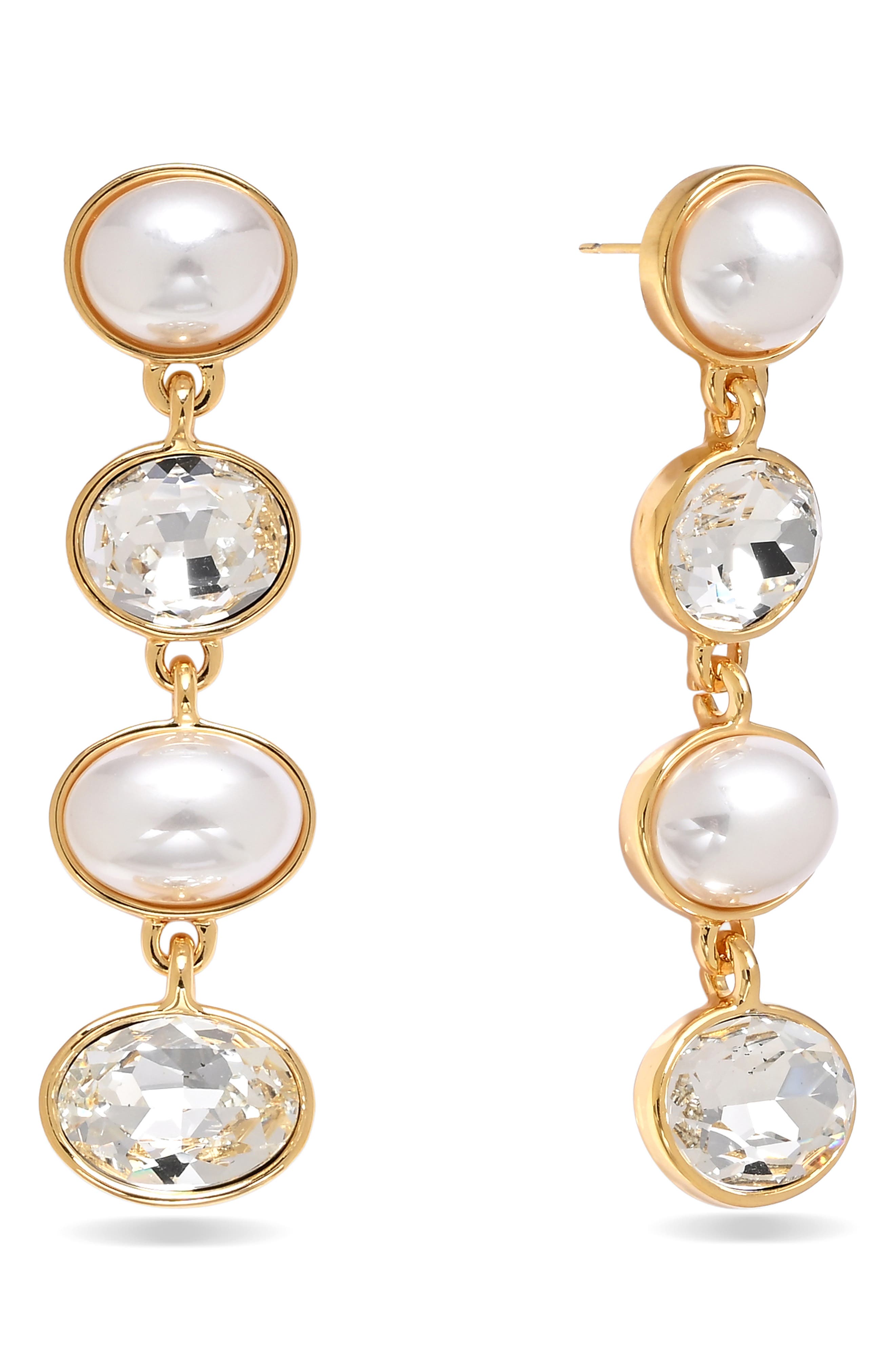 Soleil Clair Imitation Pearl & Crystal Drop Earrings