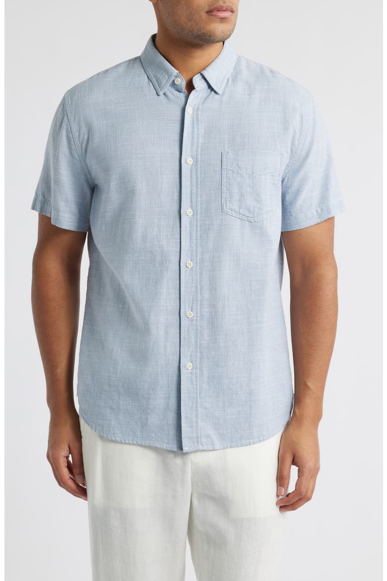 Fairfax Short Sleeve Button-Up Shirt, Main, color, TIDAL ETCH