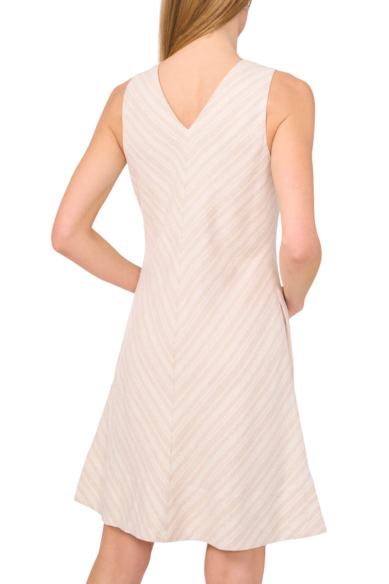 Chevron Stripe V-Neck Sleeveless Dress, Alternate, color, ALMOND MILK