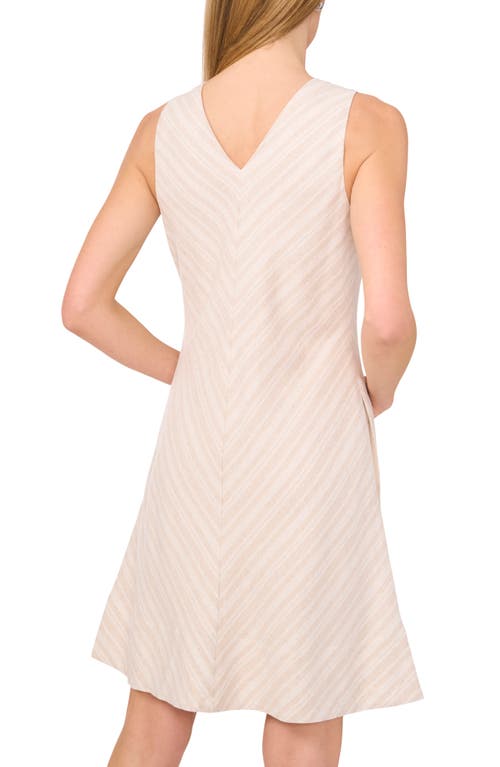 Halogenr Halogen(r) Chevron Stripe V-neck Sleeveless Dress In Almond Milk