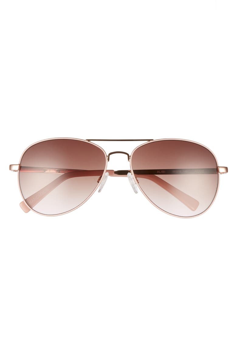 Alibi 59mm Metal Aviator Sunglasses, Alternate, color, ROSE GOLD- NUDE EPOXY