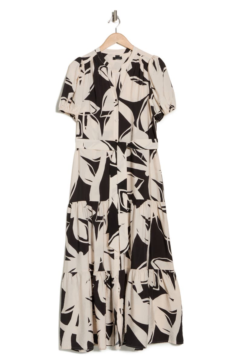 Halogen<sup>®</sup> Print Belted Maxi Dress, Main, color, Rich Black 060
