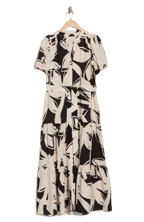 Print Belted Maxi Dress