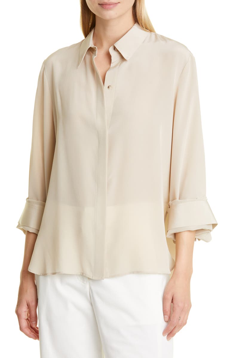 TWP Morning After Silk Button-Up Shirt, Main, color, 