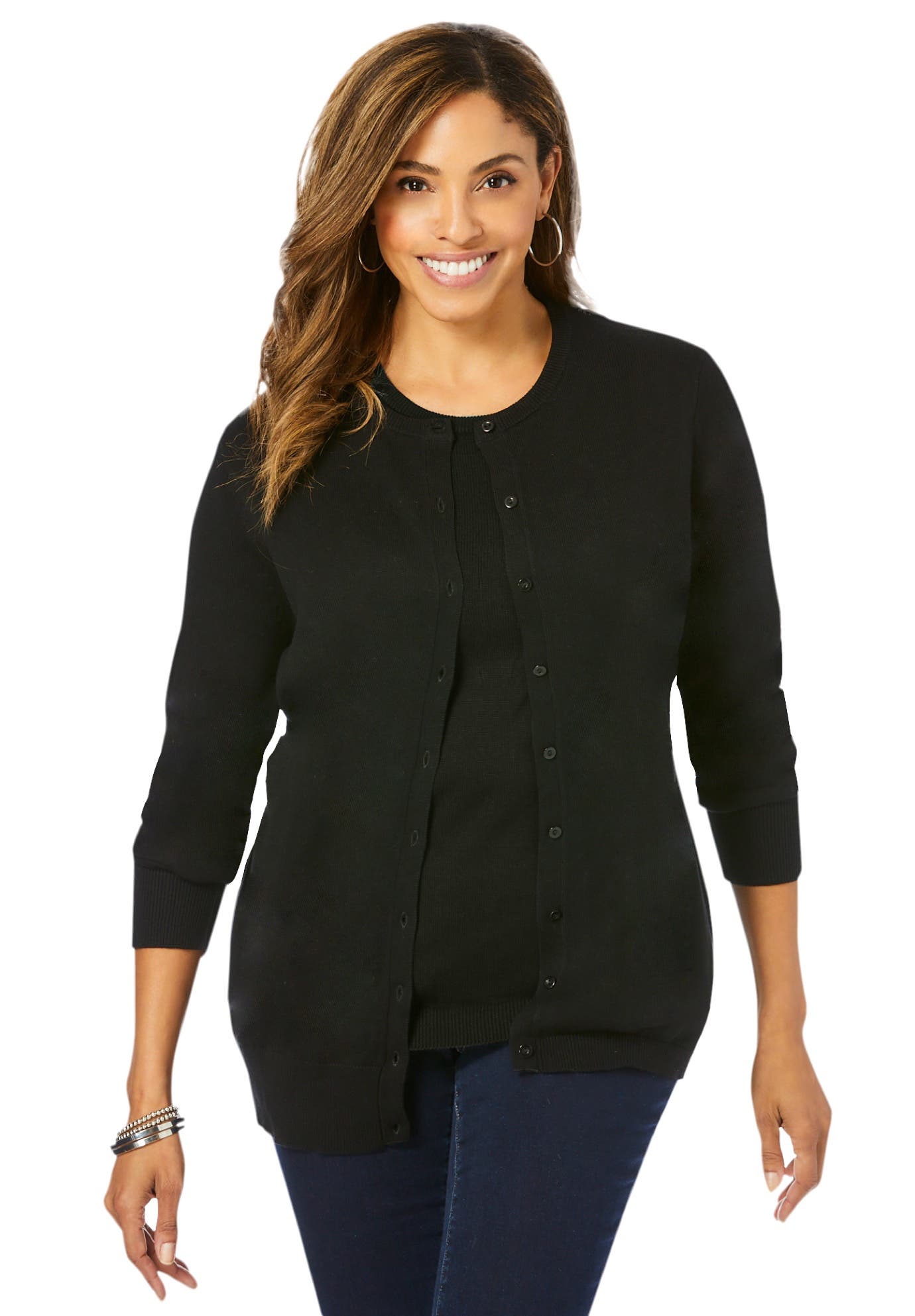 Fine Gauge Button-Front Cardigan - image 5