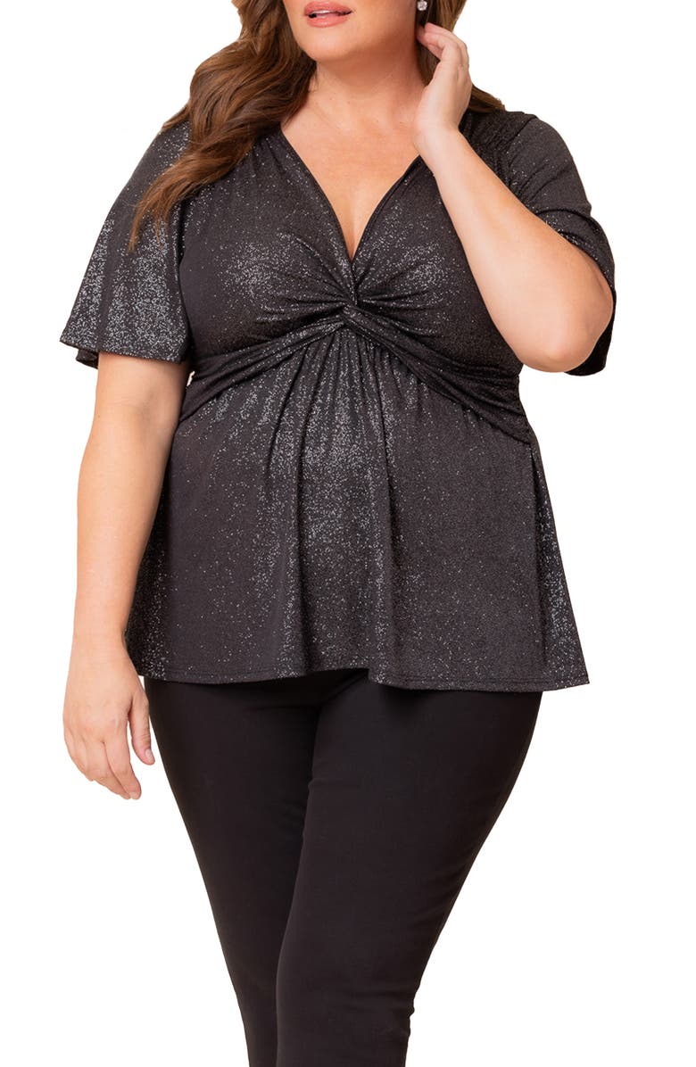 Kiyonna Galaxy Glitter Twist Front Top, Main, color,