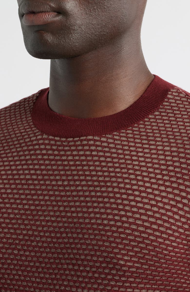 Emporio Armani Geo Jacquard Virgin Wool Blend Crewneck Sweater, Alternate, color, Brick Red