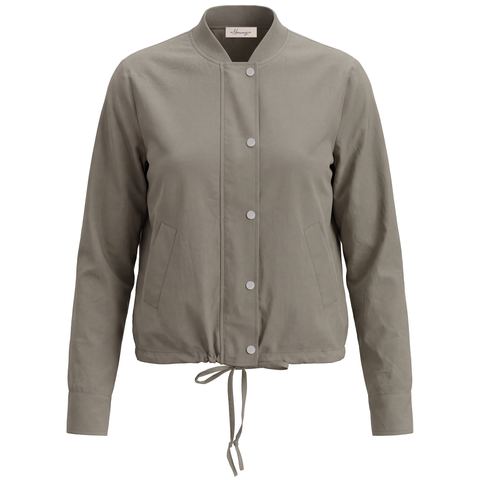 Cotton Snap Button Drawstring Hem Bomber Jacket