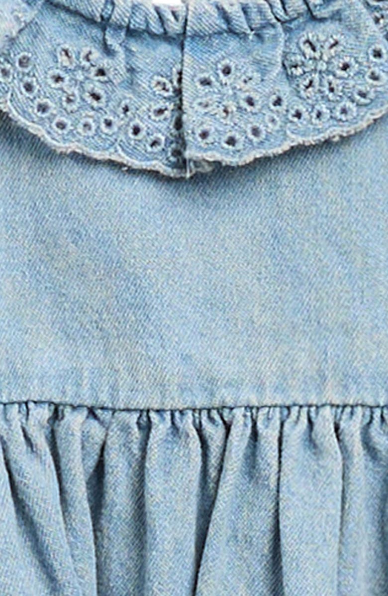 QUINCY MAE Sophie Eyelet Ruffle Organic Cotton Dress with Bloomers, Alternate, color, Chambray